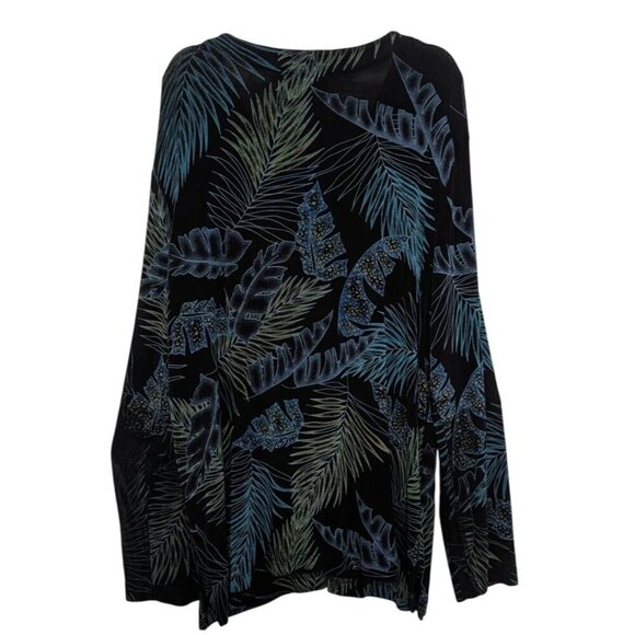 Vintage Coldwater Creek Floral Shirt Womens Size Large Black Acetate Stretch - Picture 6 of 10